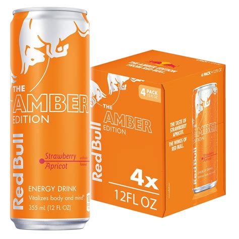 Red Bull Strawberry Apricot Energy Drink, Amber Edition, 4 Pack, 12 fl ...