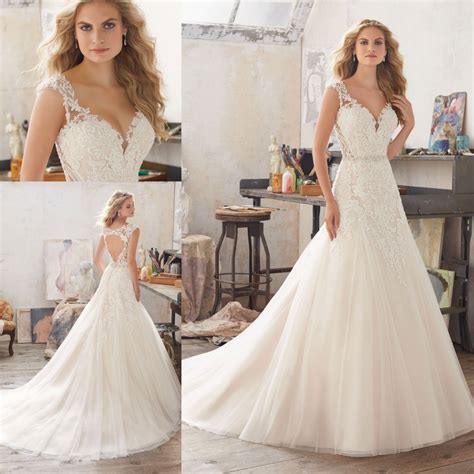 Katywell Fish A Line Sheath Lace Beading Mermaid Bridal Wedding Gowns (8117) - Bridal Dress and ...