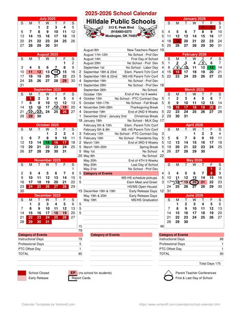 Hilldale Public School Calendar 25-26 Revised [pdf] - EduCounty