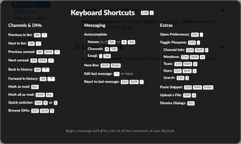 Slack Keyboard Shortcuts 的图像结果