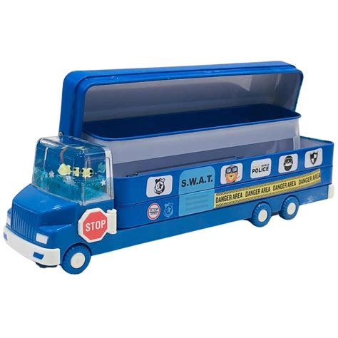 ITSIN. SWAT Bus Metal Pencil Box with Large Space Moving Wheels and in ...