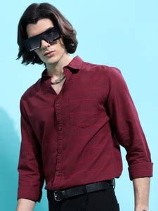 HIGHLANDER Men Striped Casual Maroon, Red Shirt - Buy HIGHLANDER Men ...