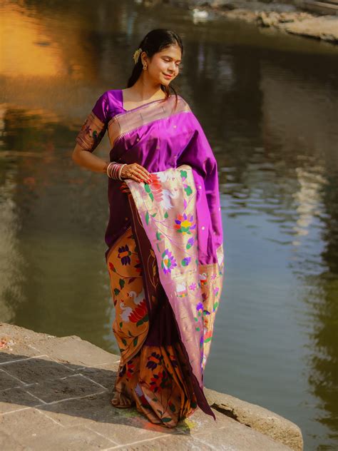 Saloni in our Purple Paithani Silk Saree with Half Half Concept Big Bo ...