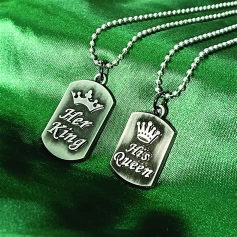 King Queen Couple Pendant Chain Necklace