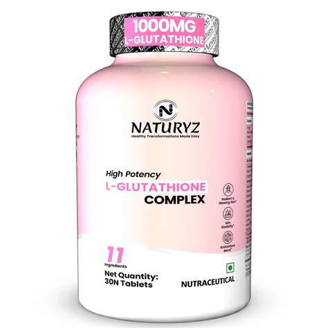NATURYZ High Potency L-Glutathione 1000mg per serving Glow Supplement ...