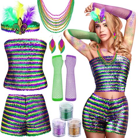Breathffy Mardi Gras Outfit for Women Mardi Gras Costume Accessories ...