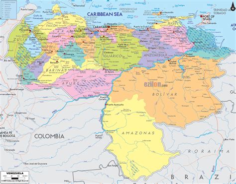 Large detailed administrative map of Venezuela. Venezuela large detailed administrative map ...