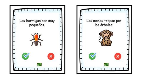 Juego de Tarjetitas verdadero falso con animales comprensión lectora ...