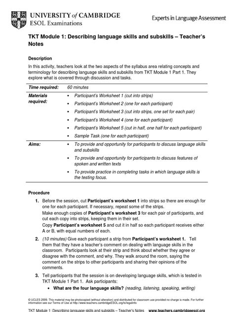 Image result for Tkt Module 1