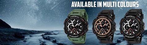 V2A Resin Analogue - Digital Men Watch (Black Dial Green Colored Strap ...