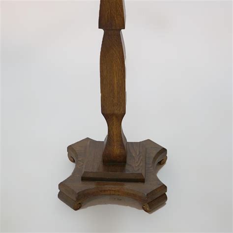 Antique Arts and Crafts Oak Floor Lamp with Leaded Glass Shade, circa ...