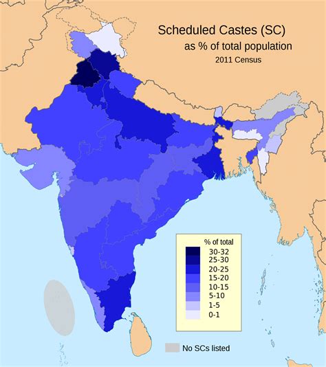 Scheduled Castes (Dalits/Untouchables) percentage of each Indian state ...