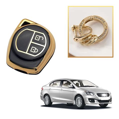 HKR CAR HUB TPU Key Cover with Diamond Gold key chain Compitable with ...