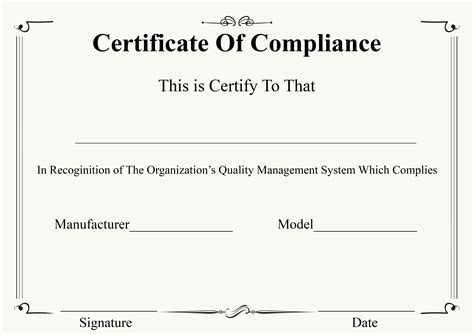 Compliance Certificate | Certificate Of