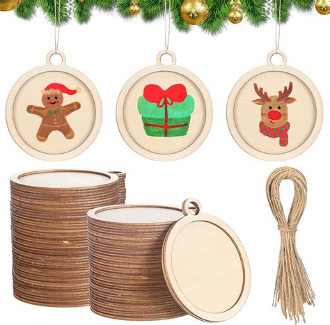 Amazon.com: Gerrii 30 Pcs Christmas Wooden Ornaments to Paint 4 Inch ...