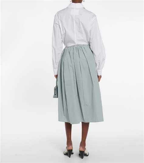 Jil Sander - Gathered cotton poplin midi skirt Jil Sander
