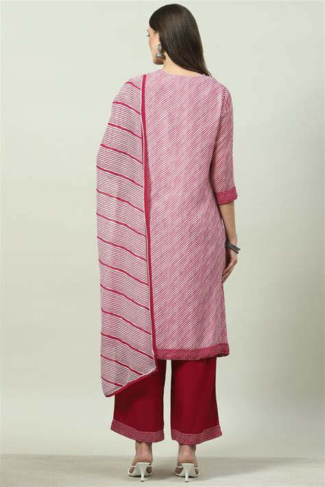 Pink Art Silk Straight Kurta Palazzo Suit Set