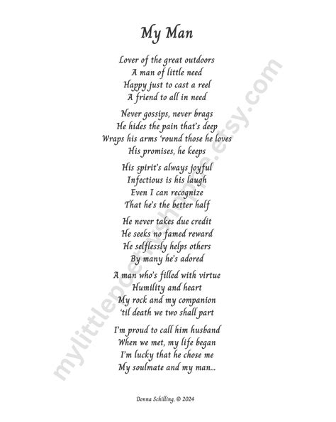 My Man, INSTANT DIGITAL DOWNLOAD, Anniversary Poem, Poem for Husband ...