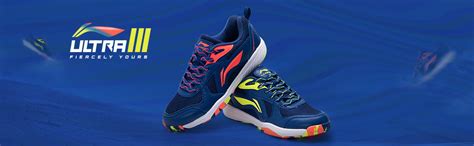 Li-Ning Ultra III Non-Marking Cushion Badminton Shoe (Navy, Gold, 9UK ...