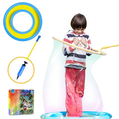 Buy Kid in a Bubble Toy Giant Bubble Wand Big Bubbles Hoop with Inflatable Dipping Pool Tray ...