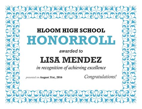 Free Printable Honor Roll Certificate Templates [Word, Excel, PDF] Sample