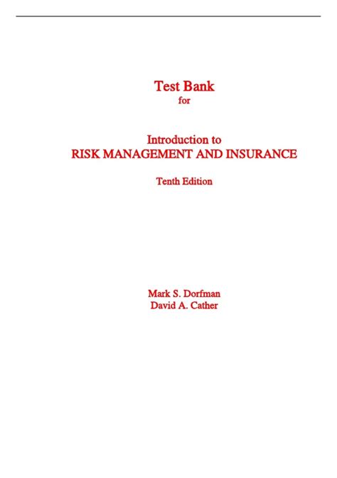 Solutions Manual With Test Bank For Introduction to Risk Management and ...