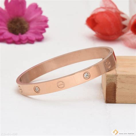 Superior Quality Graceful Design With Diamond Rose Gold Kada For Men ...