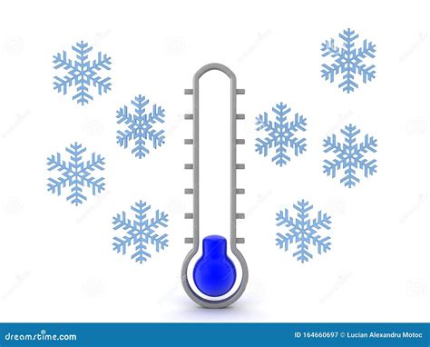 3D Thermometer Showing Cold Temperature Stock Illustration - Illustration of freeze, fahrenheit ...