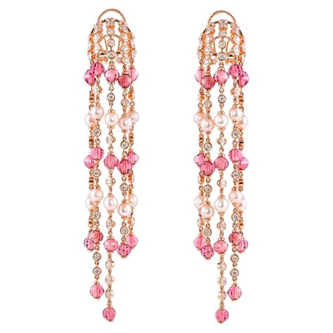Pink Tourmaline Dangle Earring in 14 Karat Rose Gold For Sale at 1stDibs