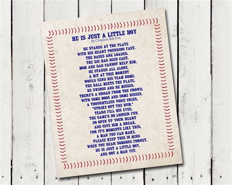 He's Just a Little Boy Poem printable - Instant Download | Baseball ...