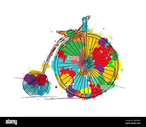 Penny-farthing bicycle sketch, vector illustration Stock Photo - Alamy