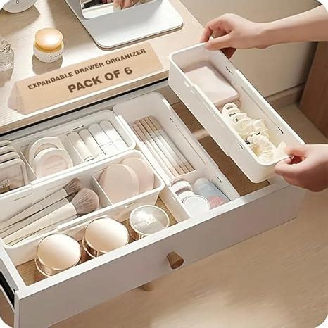 JD FRESH Plastic Expandable Drawer Organizers/Drawer Divider Tray ...
