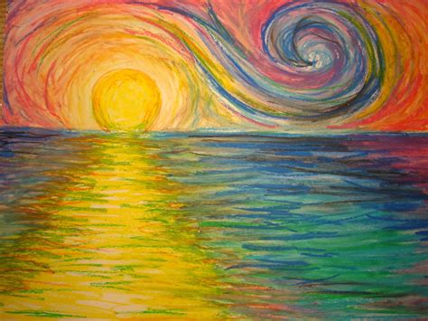 simple drawings with oil pastels