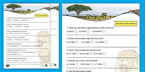 Lion General Knowledge Quiz (teacher made) - Twinkl