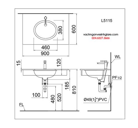 Kích thước lavabo [Vách ngăn vệ sinh CDF giá rẻ]