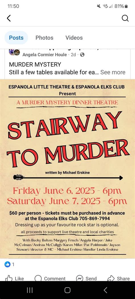 A Murder Mystery Dinner Theatre presents: Stairway to Murder (Espanola ...