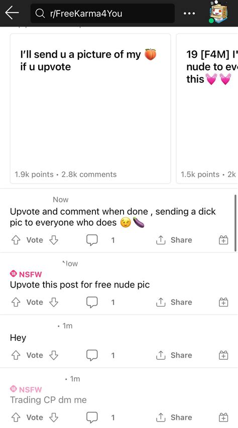 JU from r/FreeKarma4You. The subreddit is just full of people or bots trying to sell nudes for ...