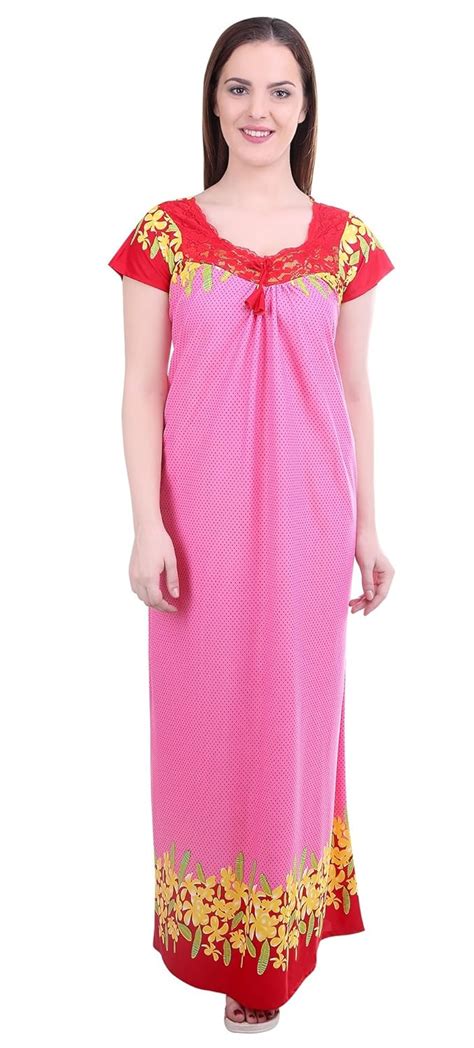 Buy Noty Women's Satin Printed Nightwear(Pink_Free Size) at Amazon.in