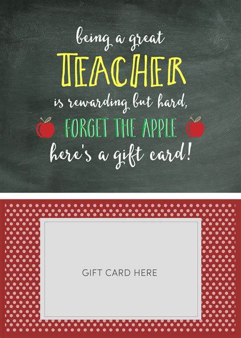 Teacher Gift Card Holder Free Printable