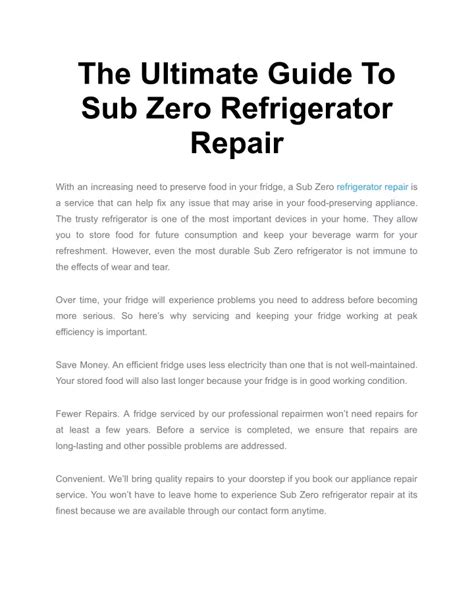 Image result for Sub-Zero Refrigerator Troubleshooting Guide