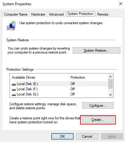 Image result for Set Restore Point Windows 1.0