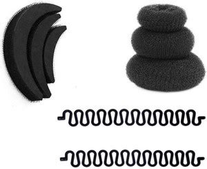 Sharum Crafts 3pc puff set 3 hair donut & 2pc French Choti Mker Hair ...