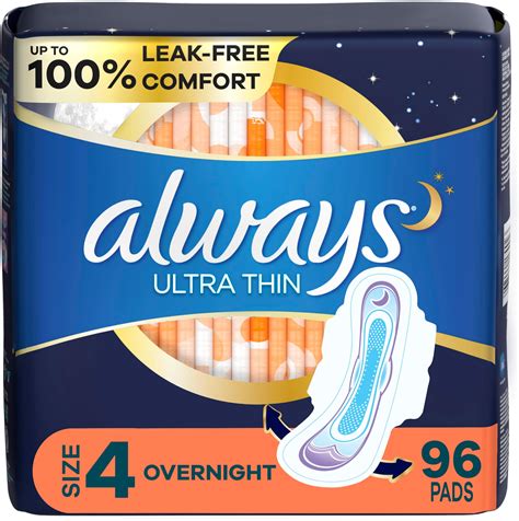 Amazon.com: Always Ultra Thin Overnight Pads with Wings, Size 4 ...