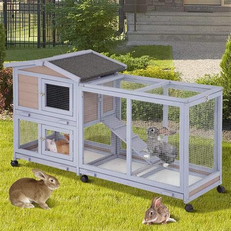 Buy Rabbit House 58" Rabbit Hutch Indoor & Outdoor Wooden Bunny Cage W ...