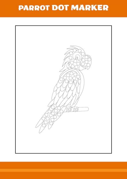Kolorowanka z markerem kropki papugi kolorowanka dla dzieci do druku ...