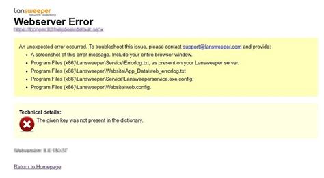 Image result for Lansweeper Web Server Erreur Common Problems