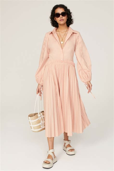 Pink Pleated Shirt Dress by Bibhu Mohapatra x RTR | Rent the Runway