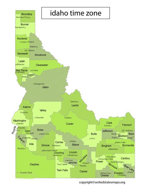 Idaho Time Zone Map | Time Zones in Idaho Map