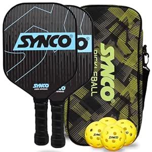Synco Pickleball Paddle Set | 2 Pickleball Rackets and 4 Pickleballs ...