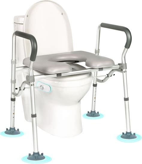 REAQER Toilet Safety Frame Adjustable Raised Toilet Seat with Handles ...